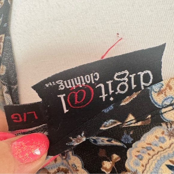 Y2K vintage digit@l Black and Cream Patterned blouse grunge fairy L - Picture 4 of 5